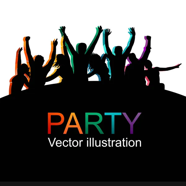 Kleurrijke Vrolijke Groep Mensen Springen Vector Illustratie Silhouet Vrolijke Man — Stockvector