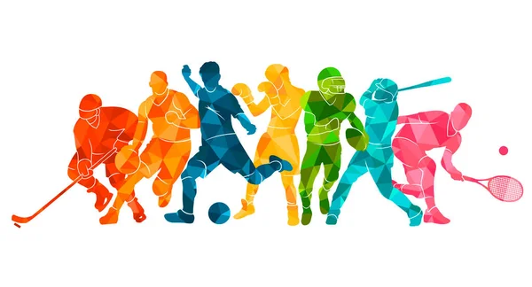 彩色运动背景 曲棍球 运动员形象五彩斑斓 — 图库矢量图片