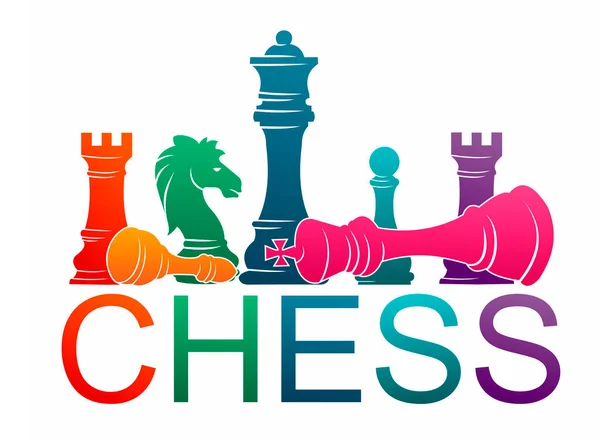 Chess Colorful Figures Pieces Tournament Game Vector Illustration — Stock Vector