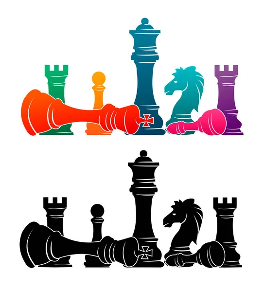 Schach Bunte Figuren Figuren Turnier Spiel Vektor Illustration — Stockvektor