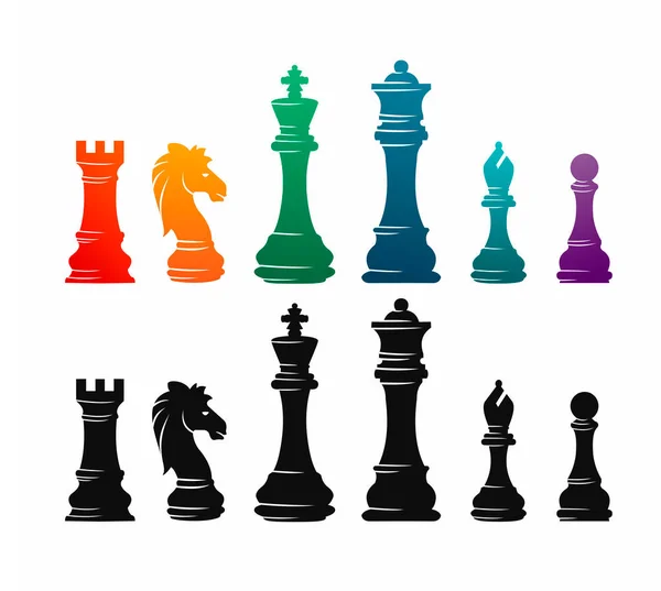 Schach Bunte Figuren Figuren Turnier Spiel Vektor Illustration — Stockvektor