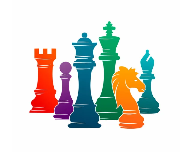 Schach Bunte Figuren Figuren Turnier Spiel Vektor Illustration — Stockvektor