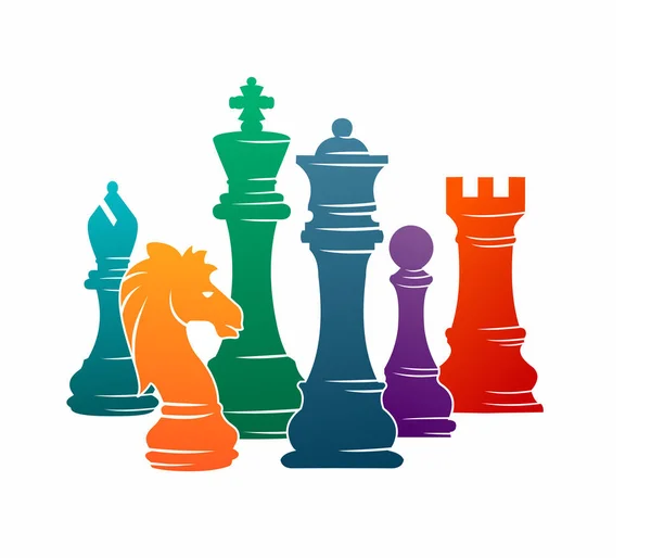 Chess Colorful Figures Pieces Tournament Game Vector Illustration — Stock Vector
