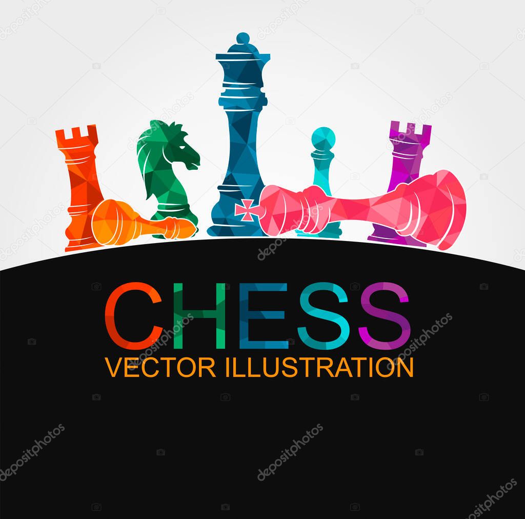 Chess colorful figures pieces tournament game vector illustration