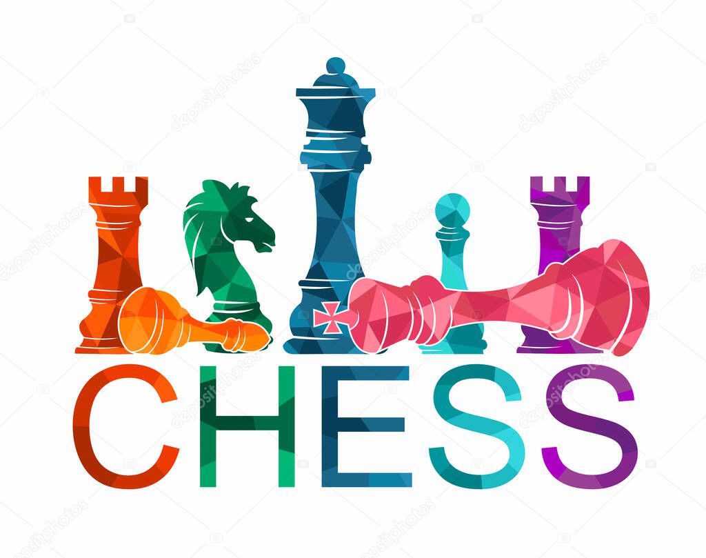 Chess colorful figures pieces tournament game vector illustration