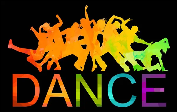Детальна Акварельна Ілюстрація Силуети Виразних Танцювальних Людей Джазовий Фанк Хіп — стокове фото