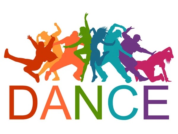  Dans eden dansçıların detaylı vektör illüstrasyon siluetleri. Caz funk, hip-hop, ev dansı harfleri. Dansçı.