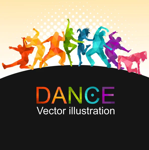 Gedetailleerde Vectorillustratie Silhouetten Van Expressieve Dansmensen Die Dansen Jazz Funk — Stockvector