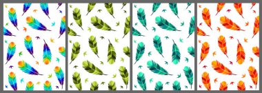 Kuş tüyü dikişsiz desen soyut arkaplan. Kumaş tasarımı için klasik kart. Renkli vektör illüstrasyon duvar kağıdı, kağıt tasarımı koleksiyon yer imi kapağı