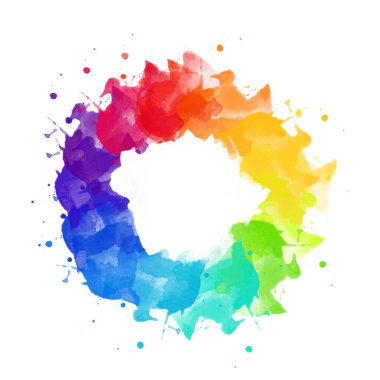 soyut fırça el çizimi suluboya sıçratma izole arkaplan mürekkep lekeleri raster çizim gökkuşağı sıçrama