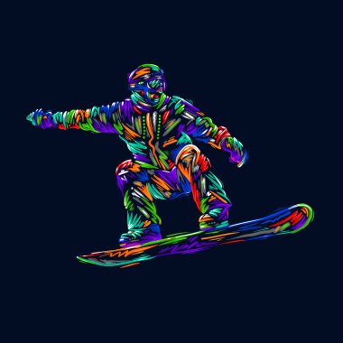 Renkli el çizimi Snowboard snowboard snowboard sporu illüstrasyon snowboard tasarımı sanatı