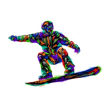 Renkli el çizimi Snowboard snowboard snowboard sporu illüstrasyon snowboard tasarımı sanatı
