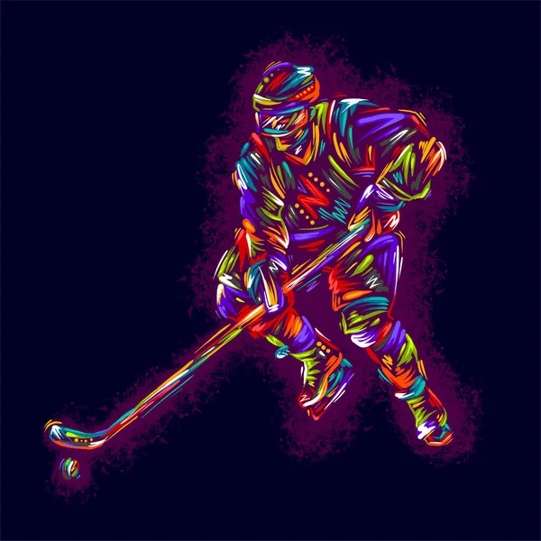 Joueur Hockey Illustration Colorée Dessin Main Croquis Art Conception Impression — Photo