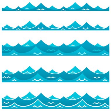  Mavi dalgalar deniz okyanusu vektör çizimi soyut desen arkaplan renkli duvar kağıdı su seti