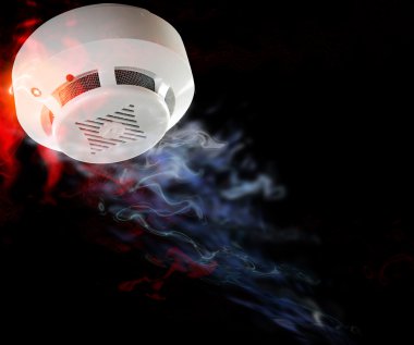 Smoke detector. Alarm and smoke in case of fire. clipart