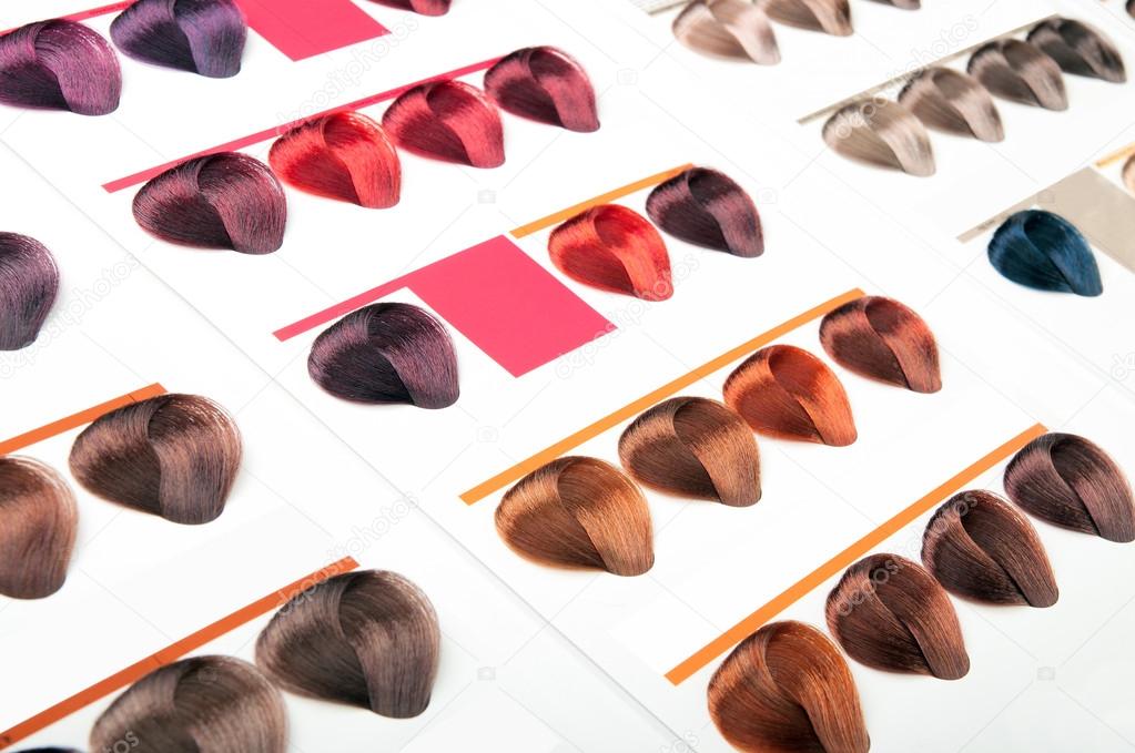 Palette samples of dyed hair.