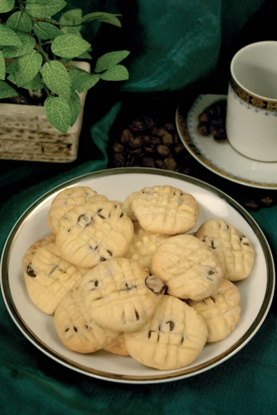 Bolo Biscoitos Biscoitos Servidos Com Chá Oferecido Casamento Eid Fitr — Fotografia de Stock