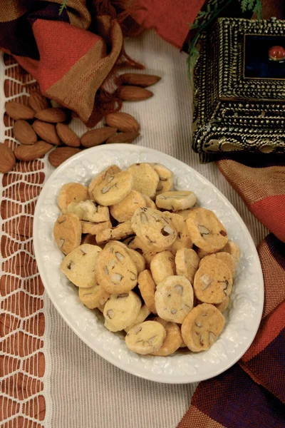 Bolo Feqqass Servido Com Chá Oferecido Casamento Eid Fitr Biscoitos — Fotografia de Stock