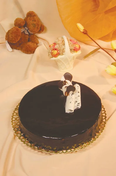 Сливочный Торт Подается День Рождения Вечеринки Свадьбы — стоковое фото