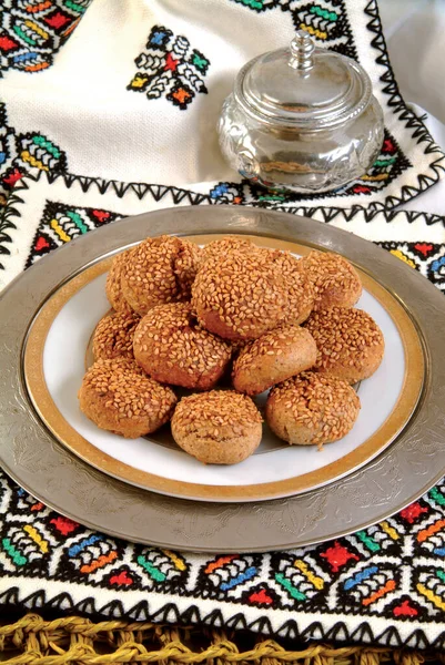 Biscuits Cake Cookies Served Tea Offered Wedding Eid — Stockfoto