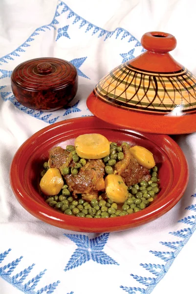 Traditionelle Marokkanische Tajine Berühmte Traditionelle Marokkanische Tajine Traditionelles Marokkanisches Essen — Stockfoto
