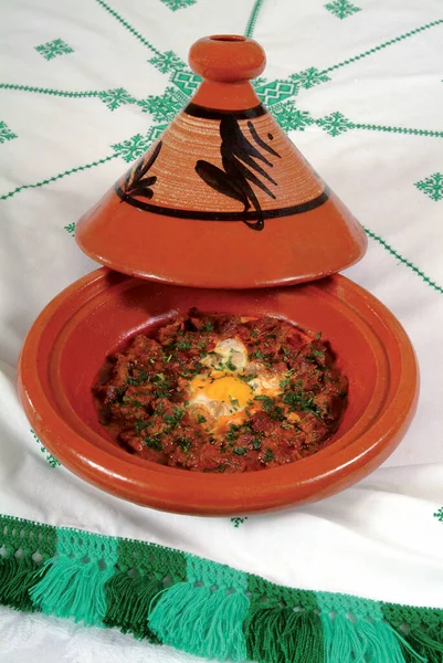 Traditionele Marokkaanse Tajine Met Groenten Beroemde Traditionele Marokkaanse Tajine Traditionele — Stockfoto