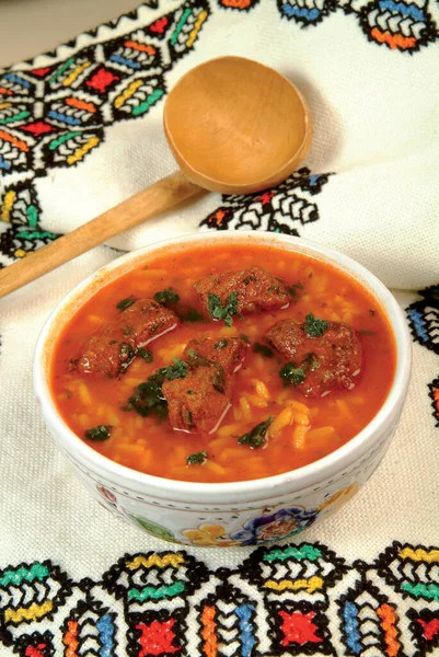 Σούπα Ρυζιού Σπιτική Παραδοσιακή Σούπα Παραδοσιακό Γεύμα — Φωτογραφία Αρχείου