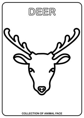 animal face isolated vector drawing, coloring book Deer