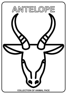 animal face isolated vector drawing, coloring book Antelope