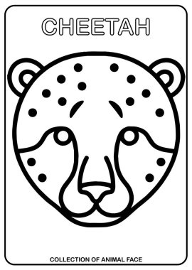 animal face isolated vector drawing, coloring book Cheetah