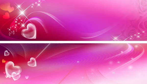 Roze banner met hart — Stockfoto