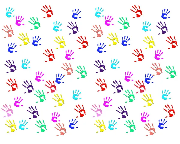 Huellas de manos de niños sobre fondo blanco — Foto de Stock