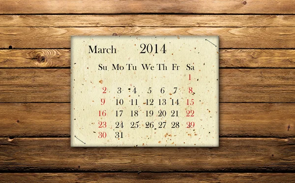 Calendario marzo 2014 — Foto de Stock