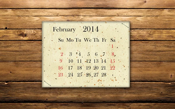 Kalender Februar 2014 — Stockfoto