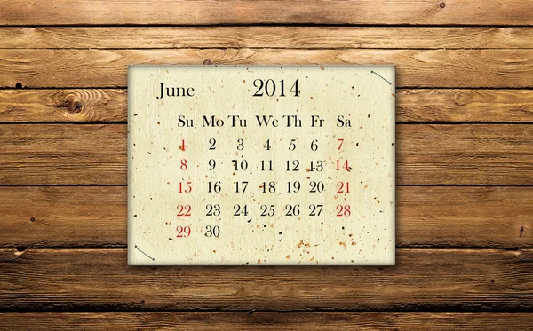 Calendario Junio 2014 —  Fotos de Stock