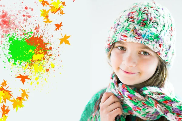Little girl with colored hat — Stock Photo, Image