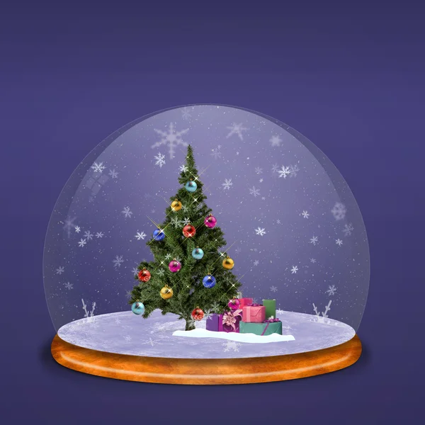 Noel ağacı ile cam top — Stok fotoğraf