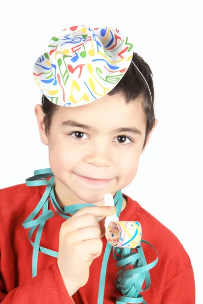 Happy child with colorful hat — Stock Photo, Image