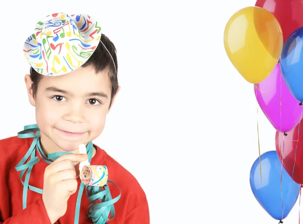 Ragazzo con cappello e fischietto — Foto Stock