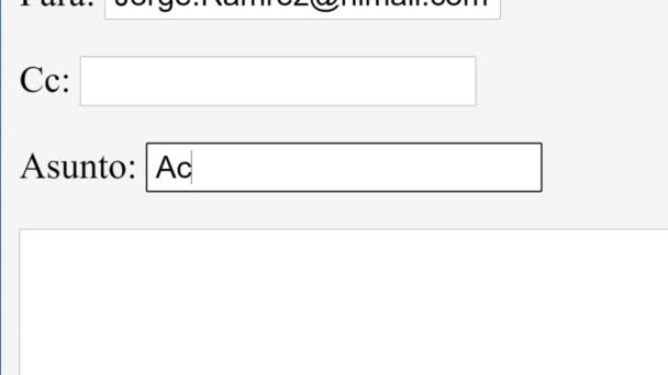 Spanisch Mail Betreff Kalenderaktualisierung Online Feld Eingeben Senden Sie Eine — Stockvideo