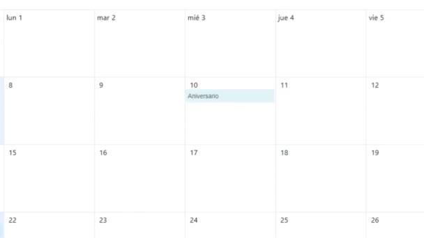 スペイン語 特別記念日の予定カレンダーのリマインダーを作成する 関係記念日を作成する期日スケジュール個人主催者のDatebookでプロンプトを表示します 日記入力のデジタル表示表示 — ストック動画