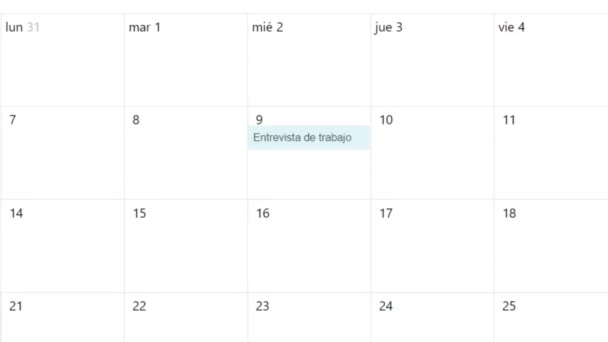 Español Crear Calendario Programado Recordatorio Entrevista Trabajo List Crear Reunión — Vídeo de stock