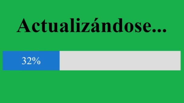 Espanhol Atualizando Barra Progresso Até Ser Concluída Com Tela Verde — Vídeo de Stock