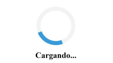 İspanyolca. Web Sayfası Web Sitesinin Çember Ekran Dijital Görüntüsü Yükleniyor. Bilgisayar Yazılım İzleyici İşlem Dosyası, Video, Müzik, Veri Yükleme Bakış Açısı.