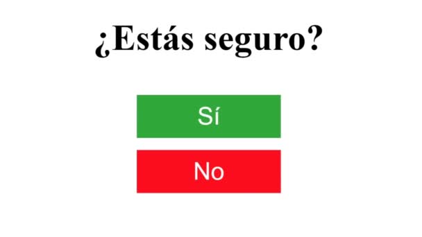 スペイン語 マウスカーソルが上にスライドし あなたは確かに応答でノークリック ウェブページで デバイス画面カーソルの表示オンラインでの確認をクリックします インターネットネットワークのウェブサイト上の視点 — ストック動画
