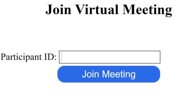 Typing Participant Name Virtual Meeting Login Mouse Cursor Slides Clicks — Stock Video