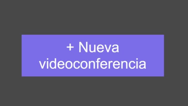 İspanyolca. İmleç Slaytlar Yana ve İş için Yeni Video Buluşma Video Konferansı 'na tıklıyor. Fare İmleci İnternet 'te Başlat Sanal Konferansını Başlat Üzerine Kaydırıyor.