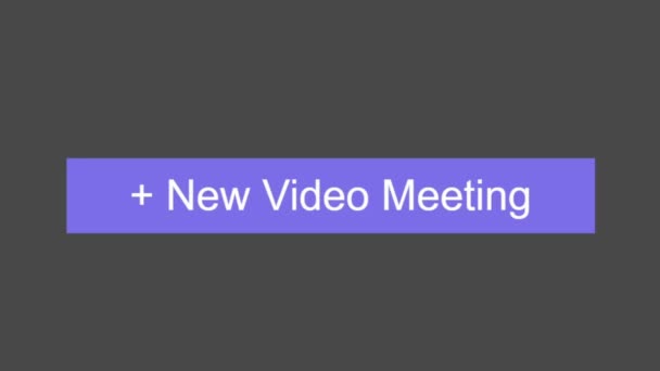 カーソルスライドを終了し 仕事のための新しいビデオ会議ビジネスビデオ会議をクリックします マウスカーソルのスライドをクリックすると インターネット上で仮想会議のオンライン収集を開始 — ストック動画