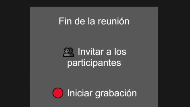 Español Cursor Desliza Hace Clic Grabar Reunión Para Videoconferencia Negocios — Vídeo de stock