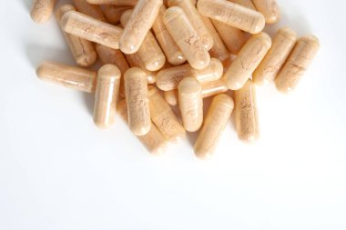 A pile of supplements isolated on white background
